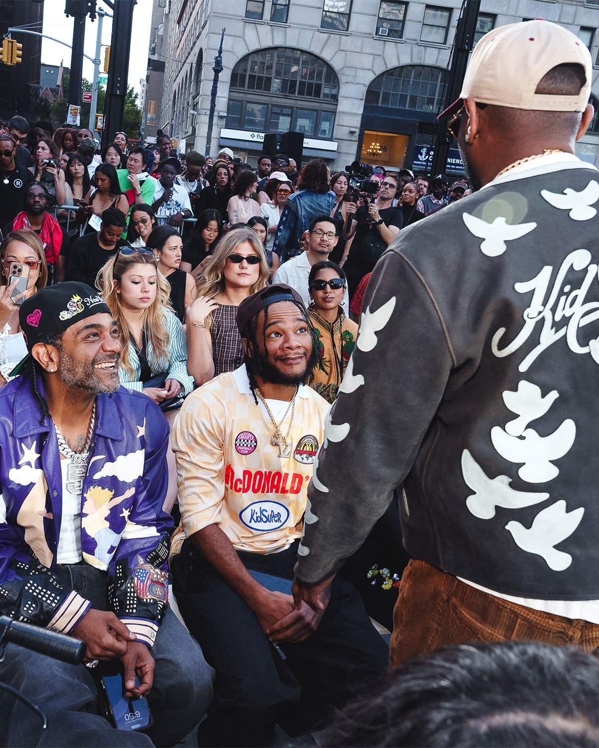 Models and emerging designers wearing Converse Chuck Taylor Throwback silhouettes during KidSuper's The People's Runway at Brooklyn's Borough Hall during NYFW 2025 - detail view 2
