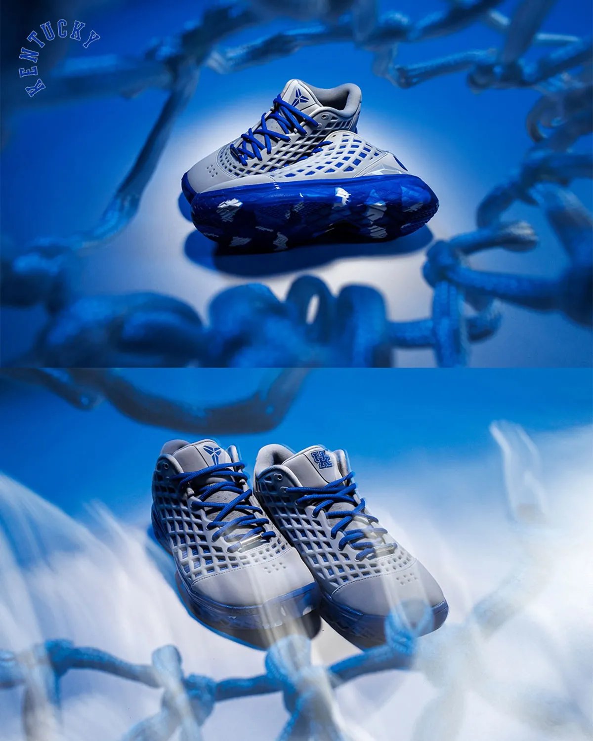 Nike Kobe 3 Low Protro in Kentucky Wildcats blue and white colorway, player exclusive edition - detail view 2