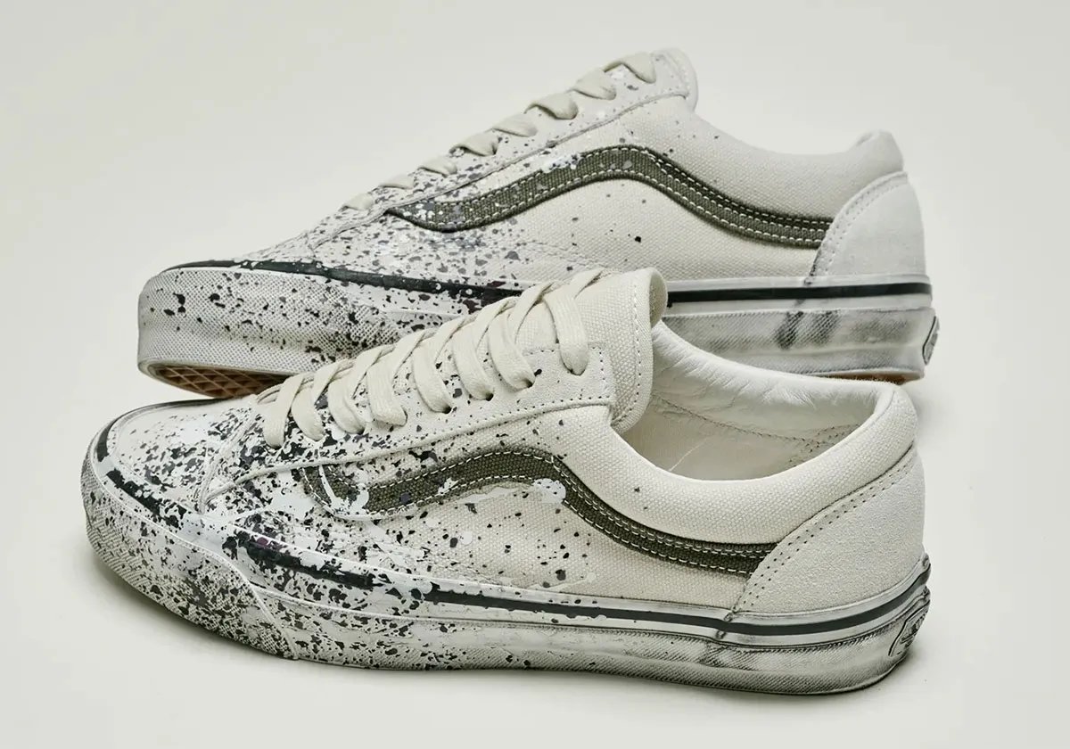 Vans Old Skool 36 Paint Splatter two-pack featuring turtledove and charcoal colorways with painted splatter detailing - detail view 3