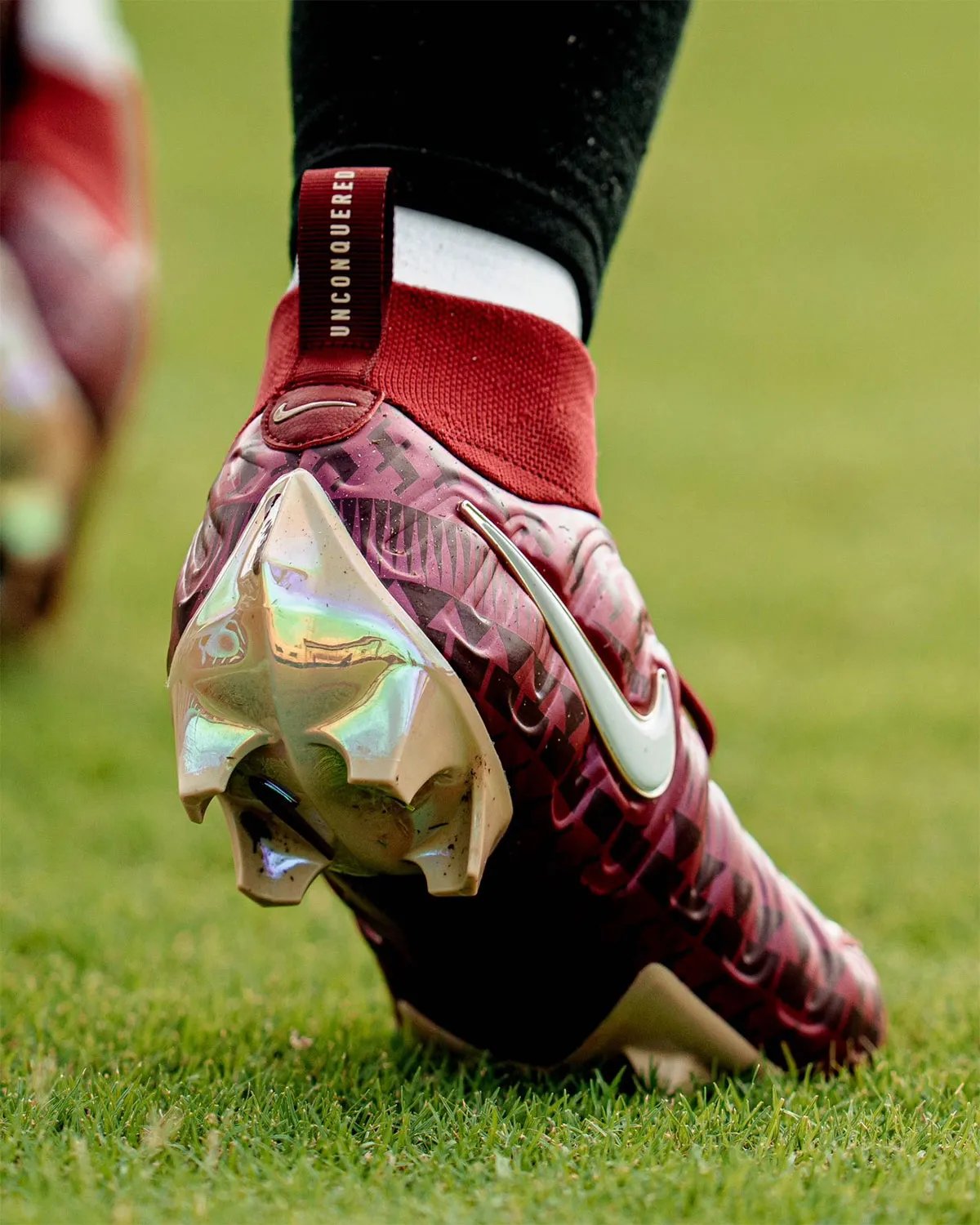 Nike Vaporposite Pro PE in maroon with gold accents, designed for Florida State University football - detail view 1