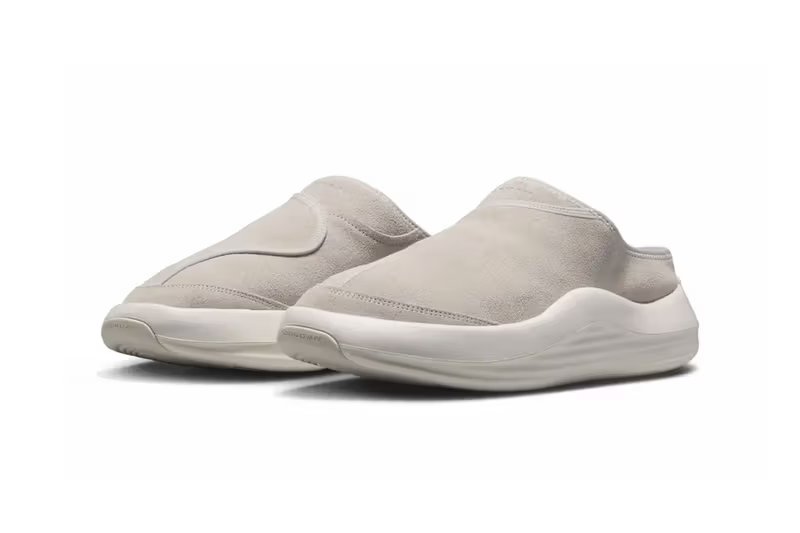 Jordan Future Mule in Light Iron Ore colorway with white and medium brown accents, backless slip-on silhouette - detail view 5