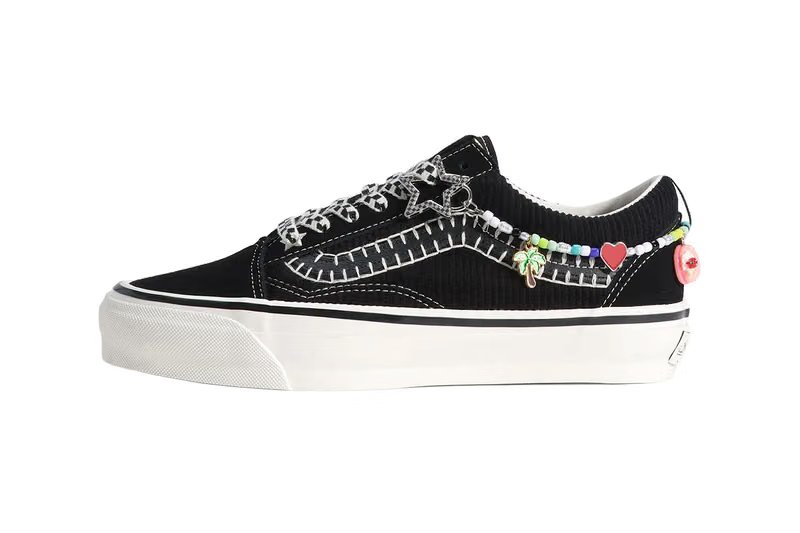 Vans x Cocona Hiraki Premium Old Skool in Black with embroidered details and beaded accents - detail view 2