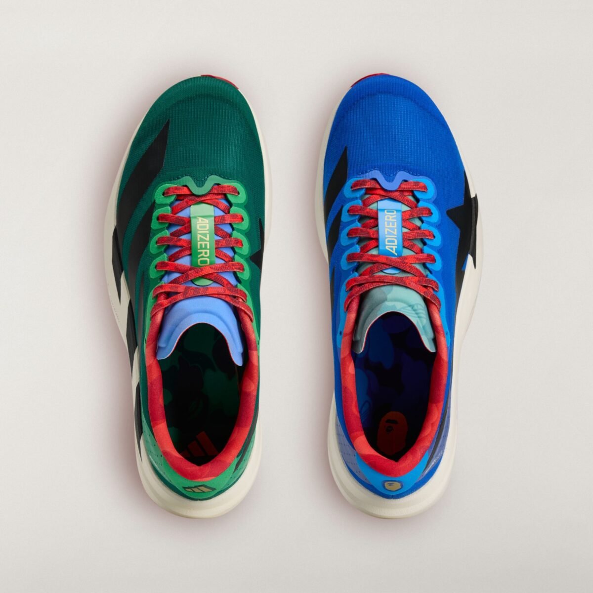 BAPE x adidas Adizero Evo SL in blue colorway, side profile view - detail view 2