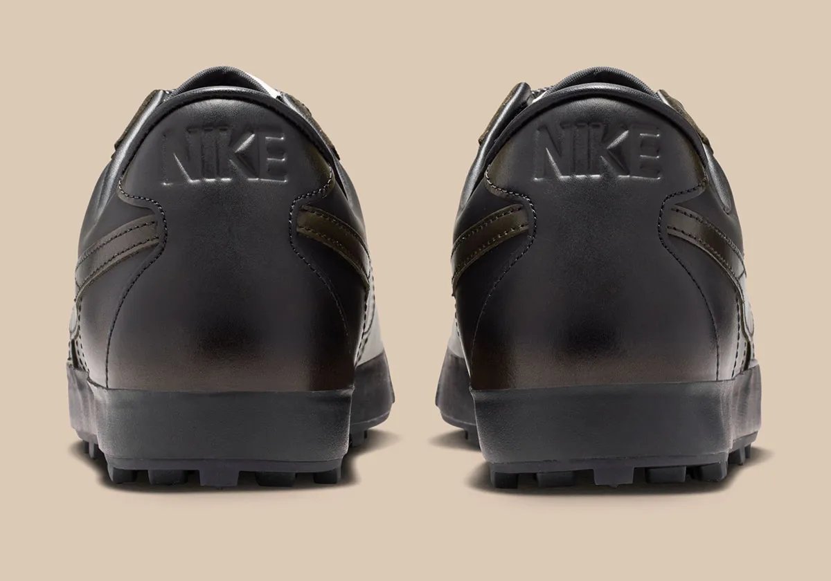 Nike Astrograbber Leather in glossy black leather with slim sole profile - detail view 4