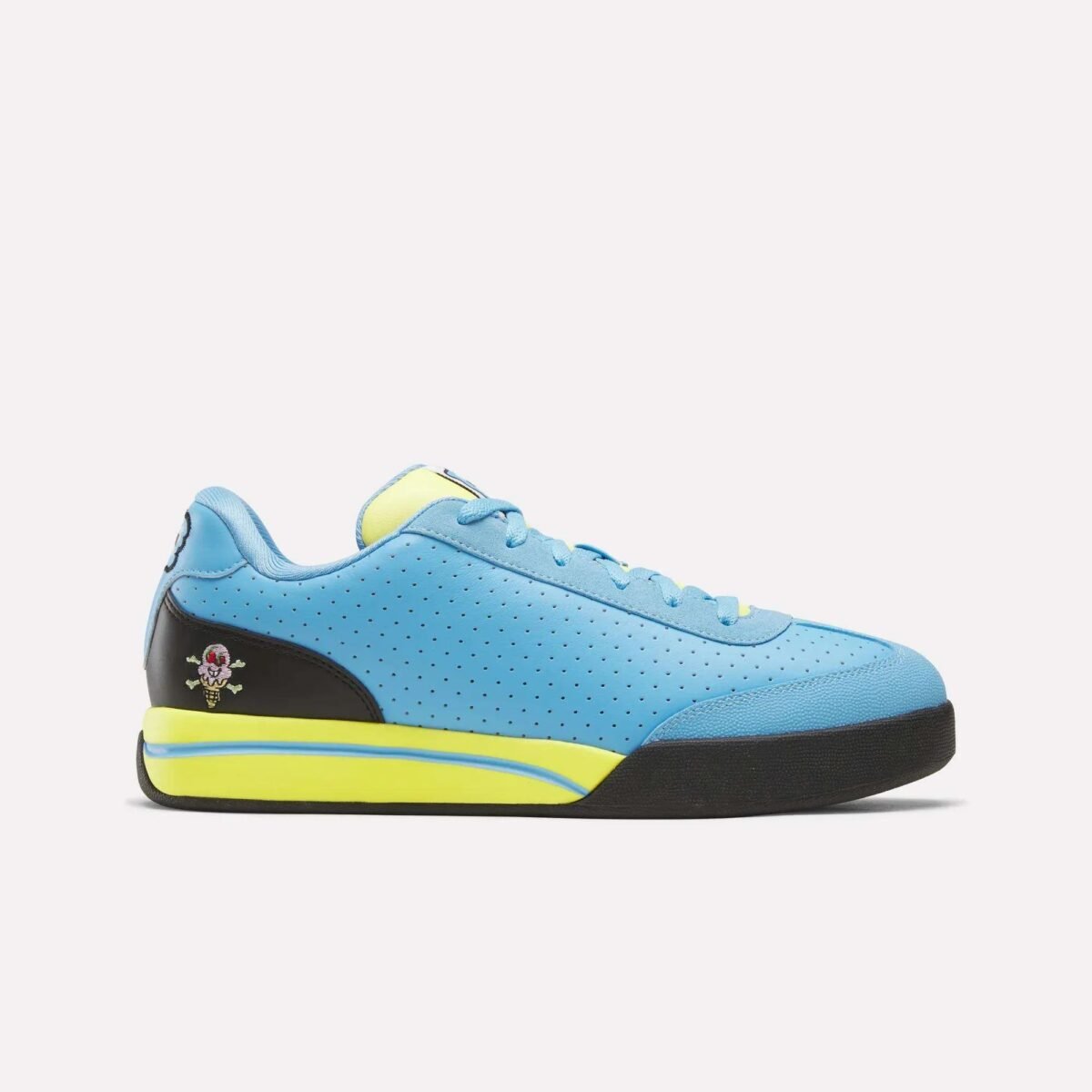 BBC IceCream x Reebok Board Flip 'Pale Cerulean' in pale blue, black, and yellow colorway - detail view 4