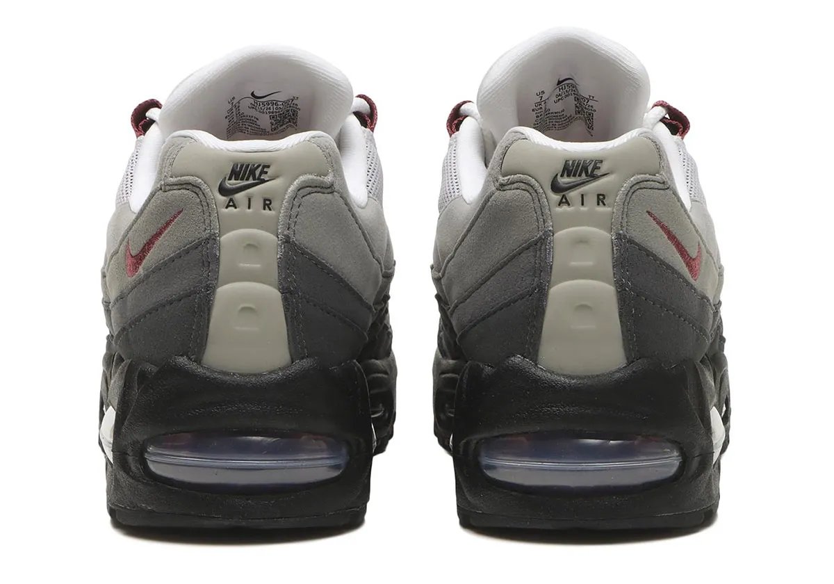 Nike Air Max 95 Pink Smoke in grey suede with pink smoke accents and black midsole, women's sizing - detail view 4