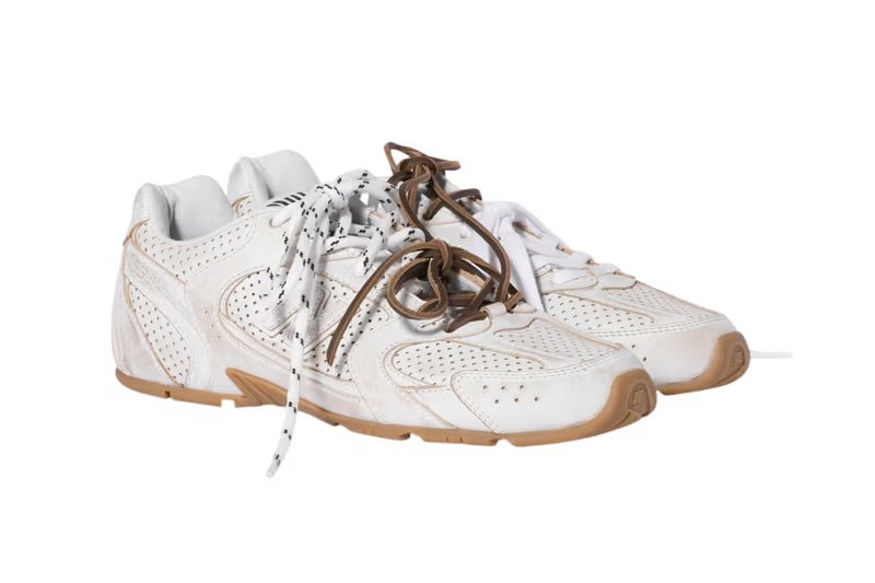 Miu Miu x New Balance 530 SL leather variant in tonal colorway with vintage finish - detail view 3
