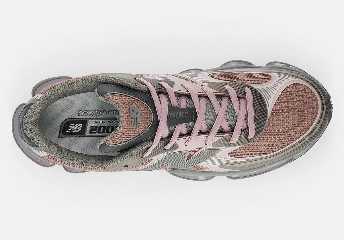 New Balance 2000 in Ice Wine colorway, showing the chunky profile and multi-panel upper design with ABZORB SBS cushioning - detail view 3
