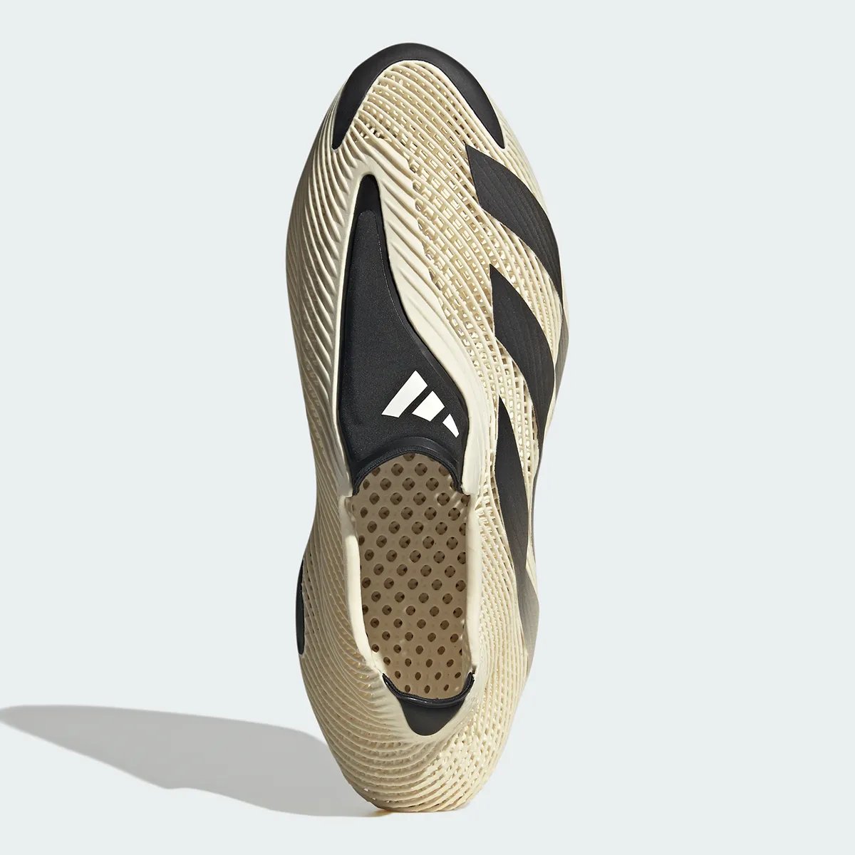 Adidas Futurecool 3D-printed sneaker featuring asymmetrical tongue and single-structure midsole in neutral colorway - detail view 3