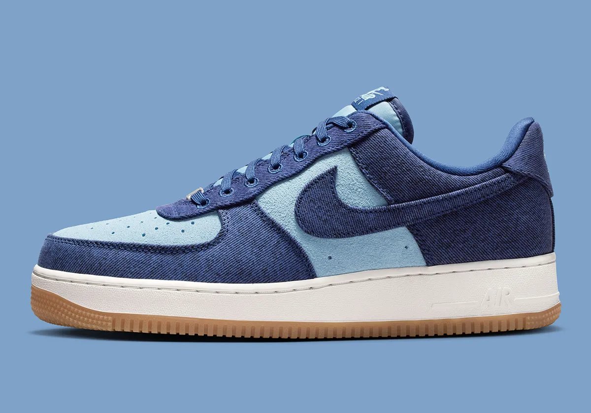 Levi's x Nike Air Force 1 Low in rigid indigo denim with reinforced stitching details - detail view 1