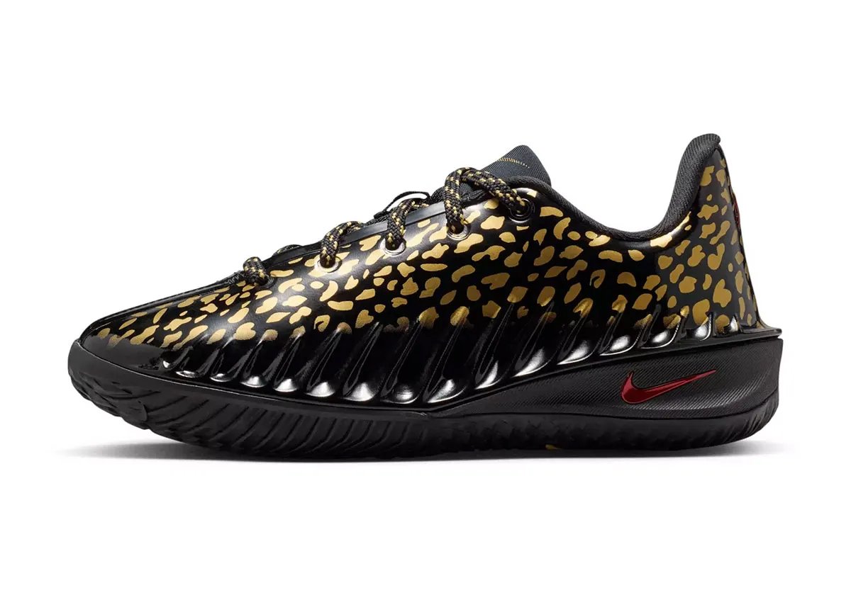 Nike Zoom GT Cut 4 in safari print with metallic gold accents, Victor Wembanyama signature colorway - detail view 1