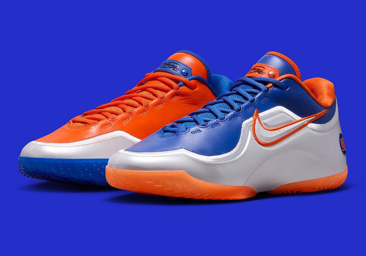 Nike LeBron 23 Hardwood Classic in bright orange and royal blue, inspired by Cleveland Cavaliers throwback uniforms from the late 1980s and early 1990s - detail view 1