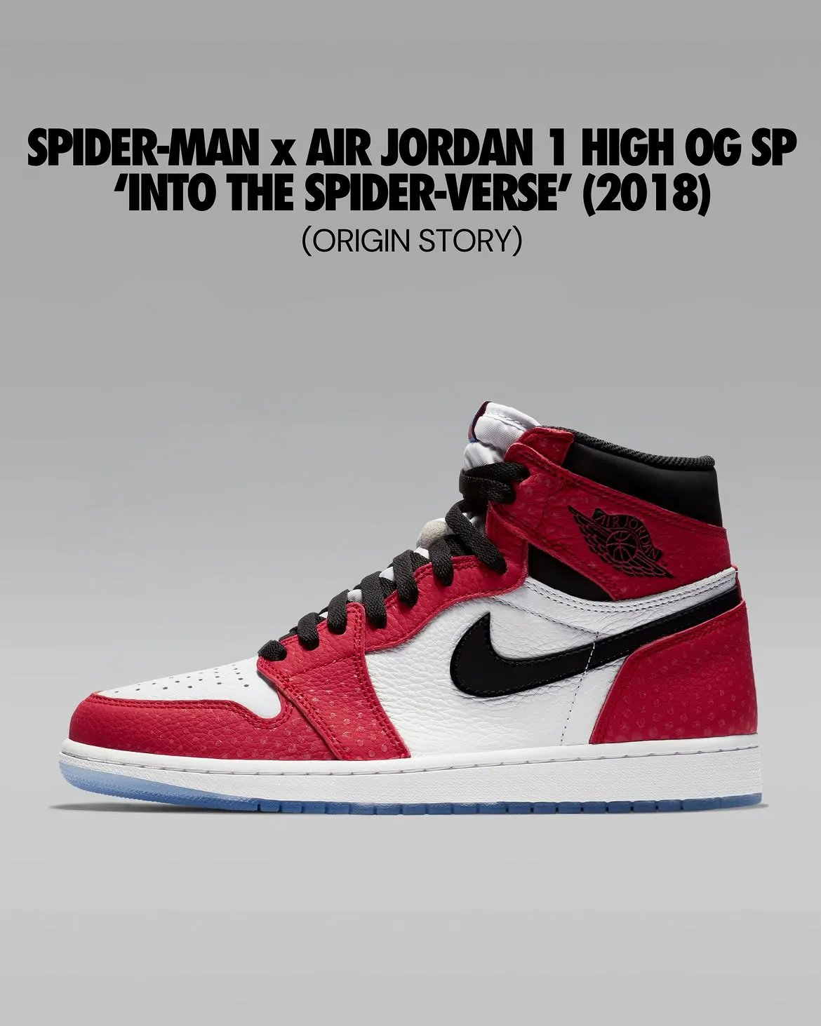 Air Jordan 1 High OG 'Beyond the Spider-Verse' in Black, White, and University Red colorway - detail view 3