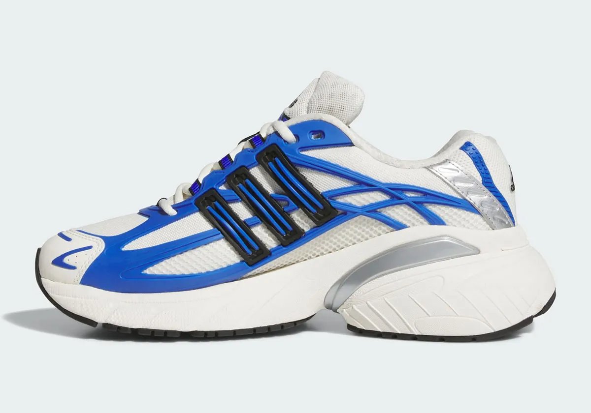 adidas Adistar XLG 2.0 in Royal Blue with white base, cerulean quarter panels, and 3D three stripes detail - detail view 1