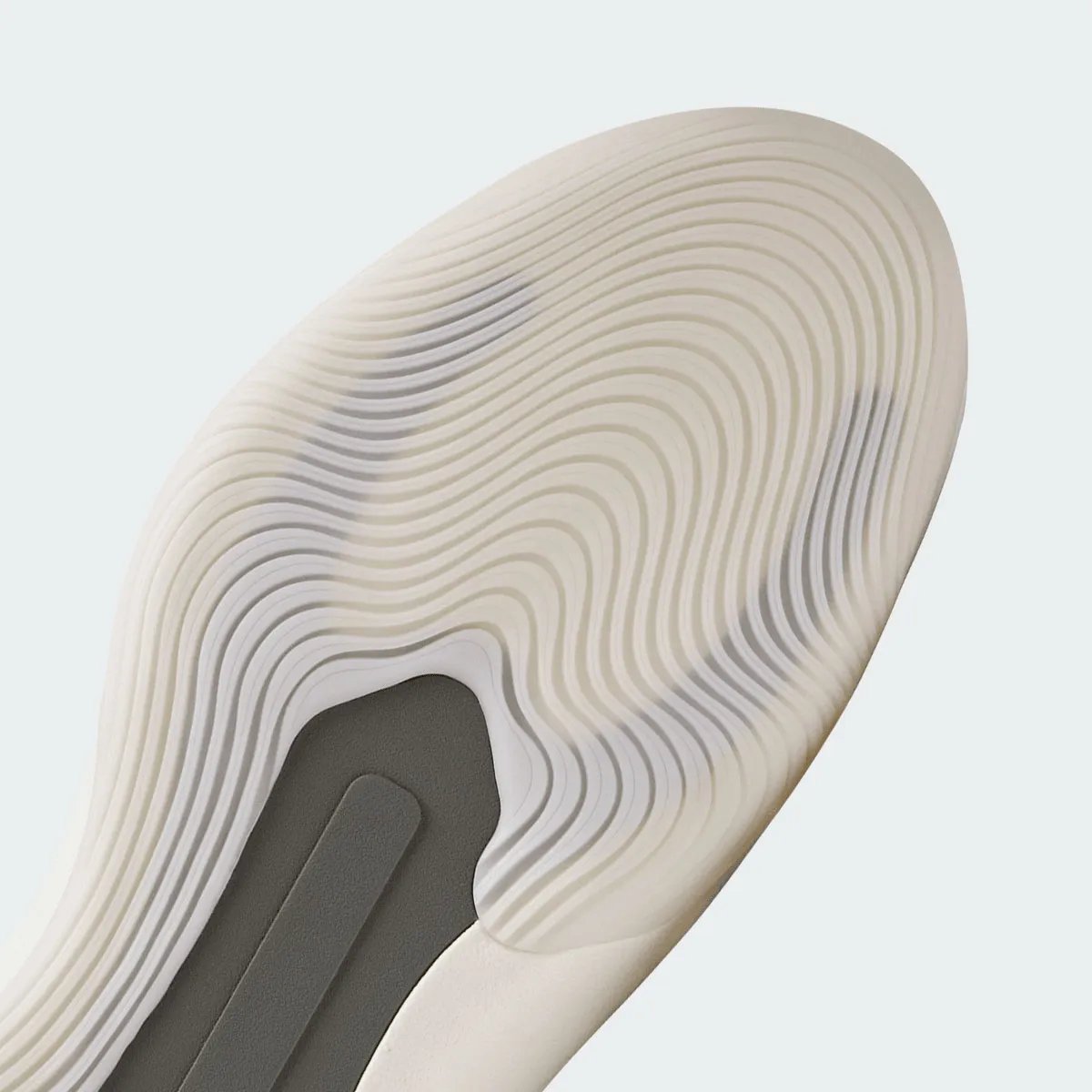adidas Fear of God Athletics III in Cinder colorway showing grey upper with cream and white sole detailing - detail view 5