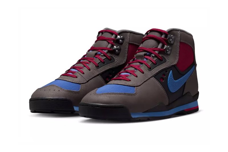 Nike Baltoro High in Cave Stone and Mystic Hibiscus colorway, showing muted earthy base with strategic color blocking - detail view 1