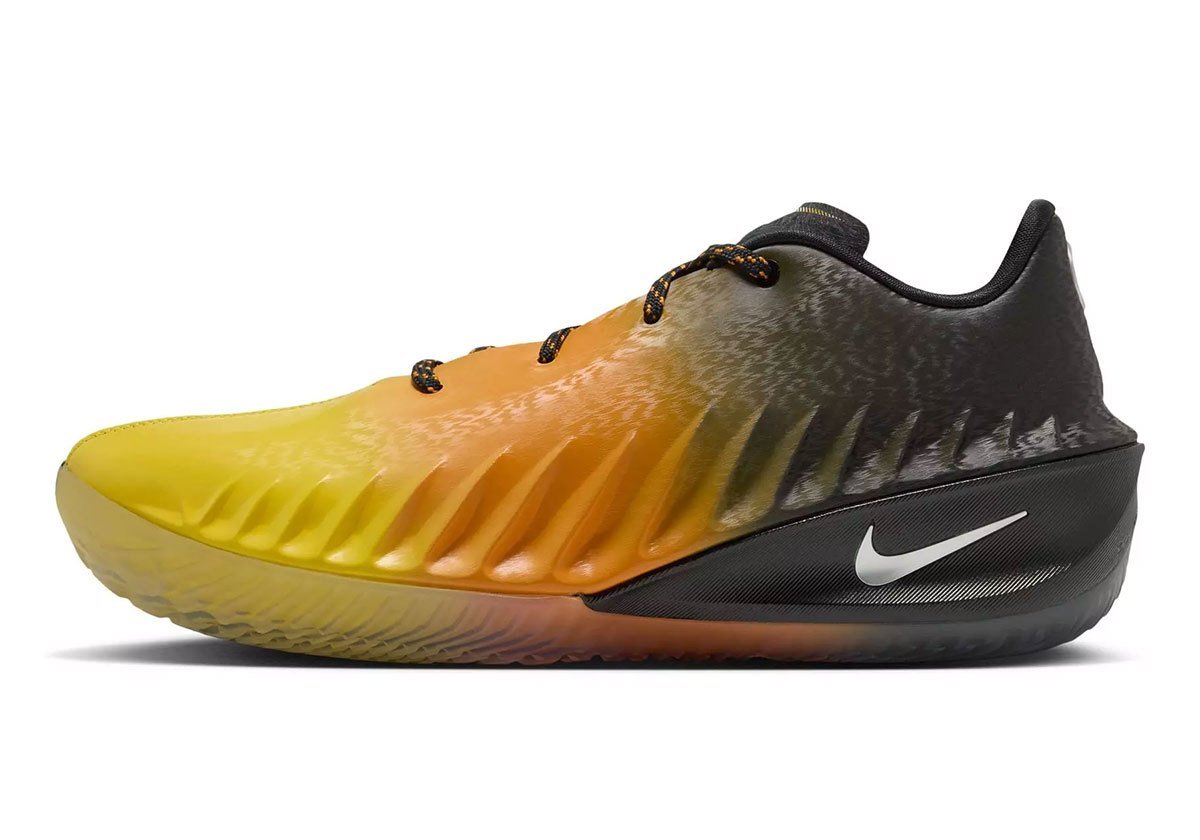 Nike Zoom GT Cut 4 'Sunset' in yellow, orange, and black gradient colorway shown from multiple angles - detail view 1