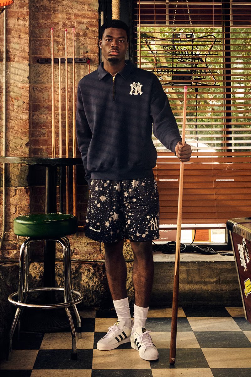 Billionaire Boys Club x New York Yankees Drop II collection featuring embroidered denim trucker jacket and coordinating pieces - detail view 2