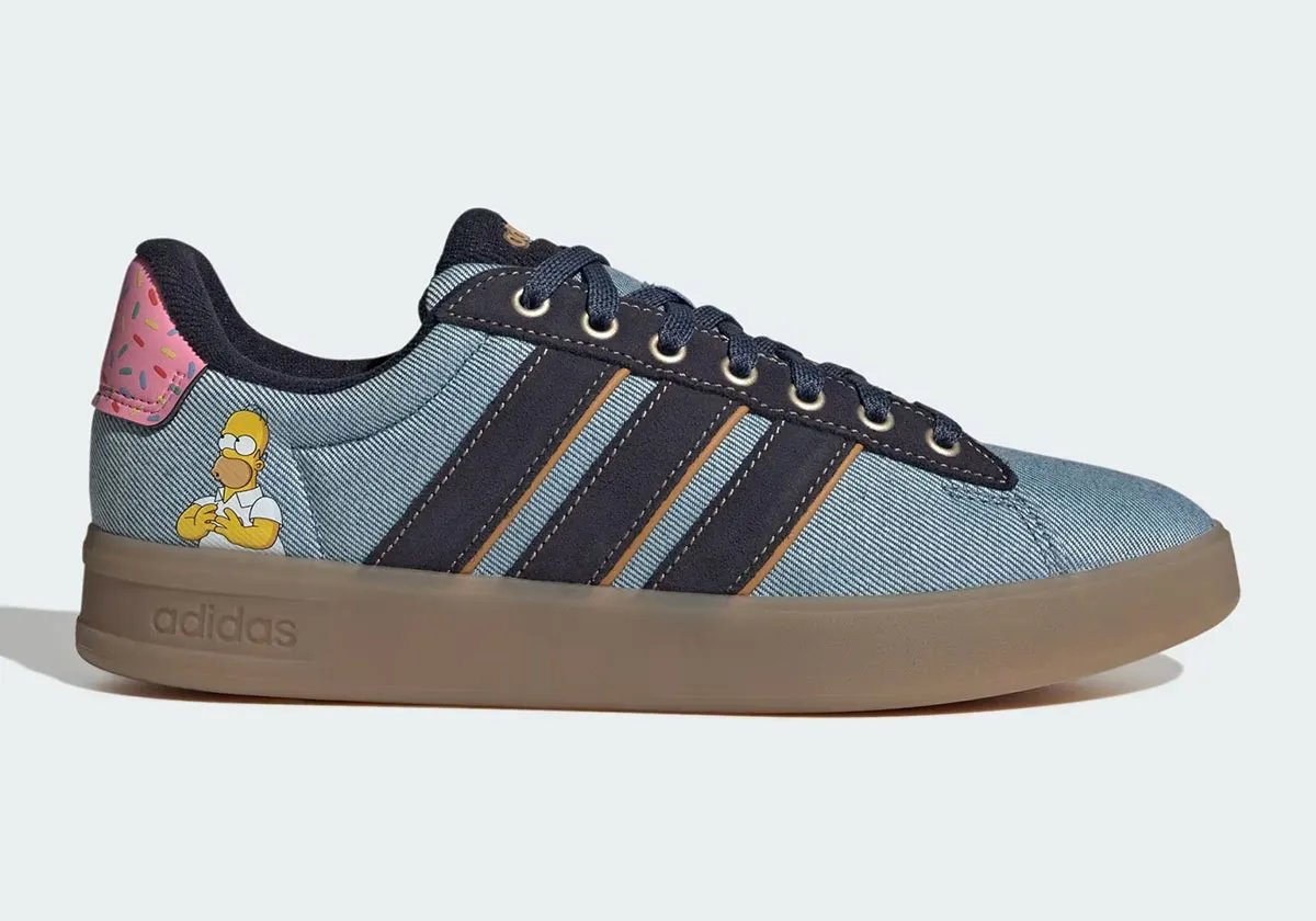 adidas x The Simpsons Homer pink donut sneaker in full-profile view showing character-inspired design elements - detail view 2