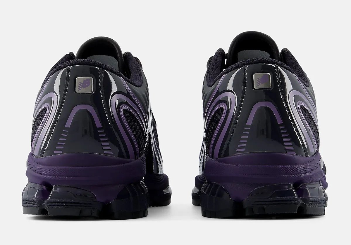 New Balance 1890A Dark Night moccasin in deep royal purple and black with glossy leather bridge detail - detail view 4