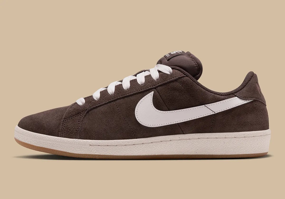 Nike SB Tennis Classic XL in Baroque Brown suede with Sail Swoosh and Gum Light Brown outsole - detail view 1