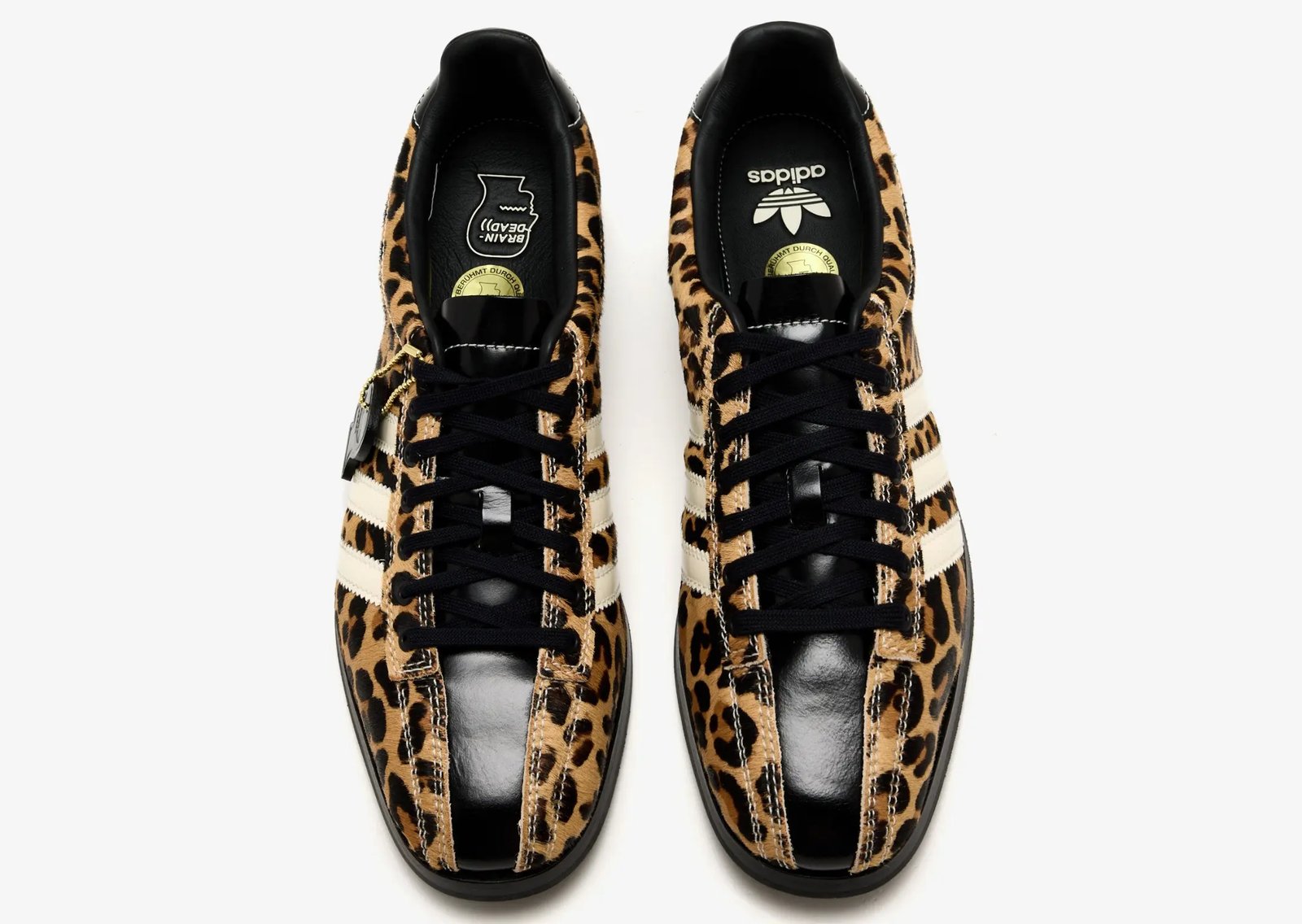 Brain Dead x adidas Samba Bowling Pack featuring Snakeskin and Cheetah colorways with animal print side panels and black leather toe box - detail view 4