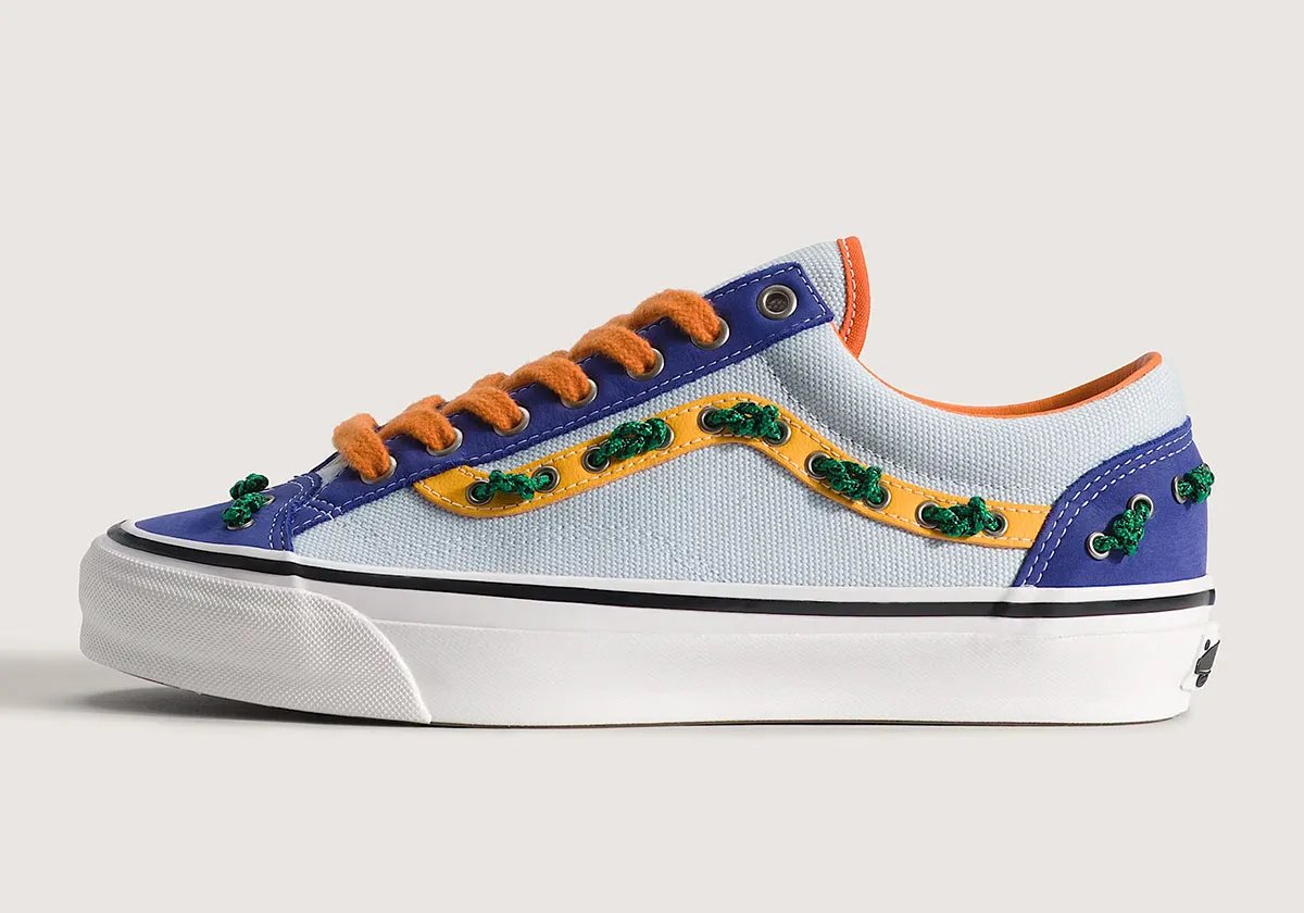 Vans Old Skool 36 Knot in tan and multi-color with woven rope detailing from heel to toe - detail view 1