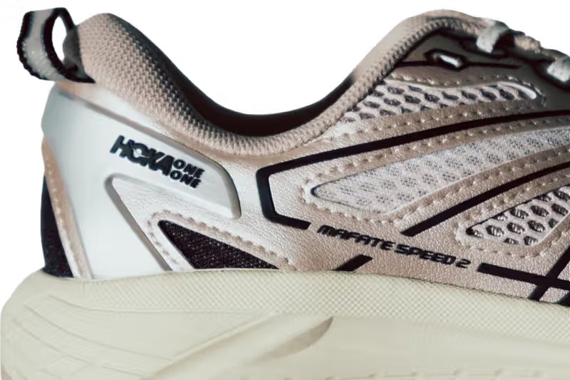 HOKA Mafate Speed TS in Putty/Black colorway with pearl midsole detail, part of COVERCHORD exclusive Stealth/Tech collection - detail view 2