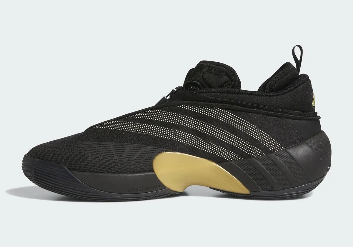 adidas DON Issue #7 in gold colorway, Donovan Mitchell signature basketball shoe - detail view 1