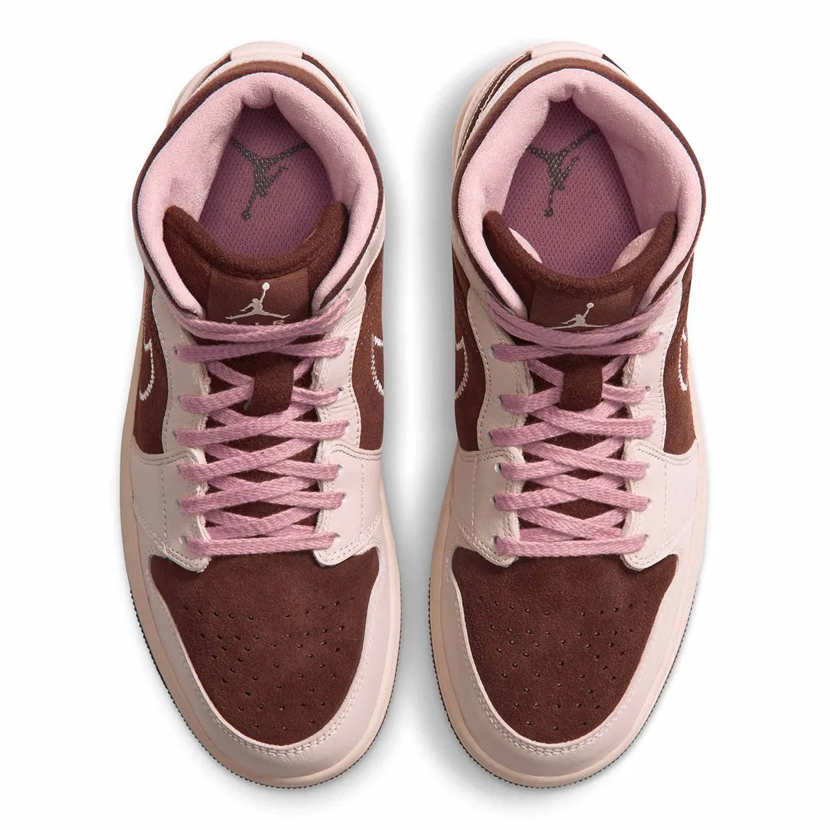 Nike Air Jordan 1 Mid in Neapolitan colorway with embroidered Swoosh detail - detail view 3