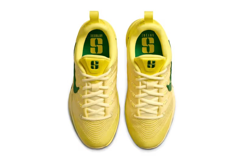 Nike Sabrina 3 in Yellow Strike, Pale Yellow, and Apple Green Oregon Ducks colorway - detail view 5