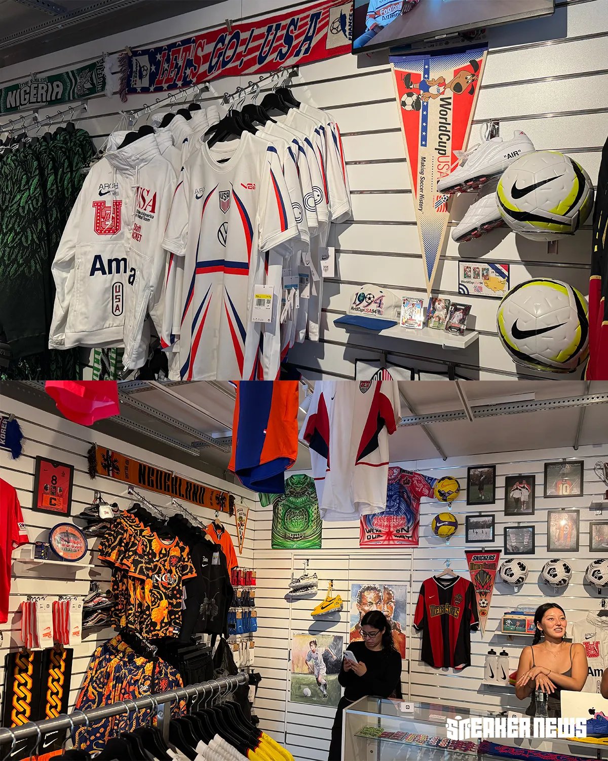 Nike World Cup pop-up storefront at 47 Chrystie Street in Manhattan's Chinatown neighborhood, featuring X2 football collections and Air Jordan Cryoshot preview access - detail view 3