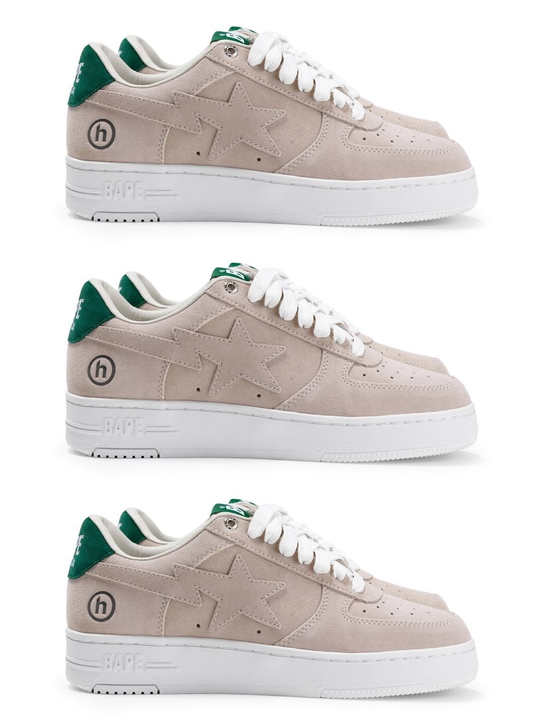 Hidden NY x BAPE STA in suede colorway, featuring tactile material construction across the upper - detail view 1