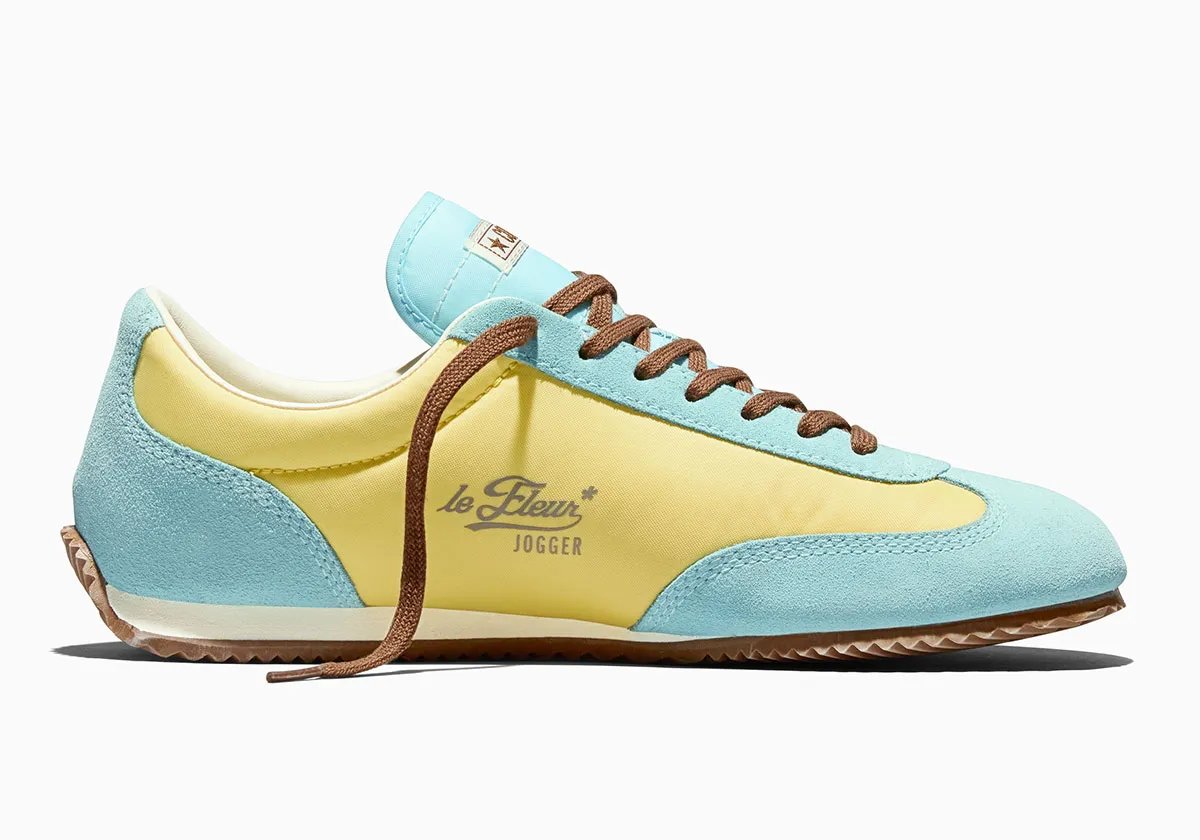 Tyler, The Creator x Converse 1908 Jogger in lime green, brown, and blue colorway with cream trim - detail view 1