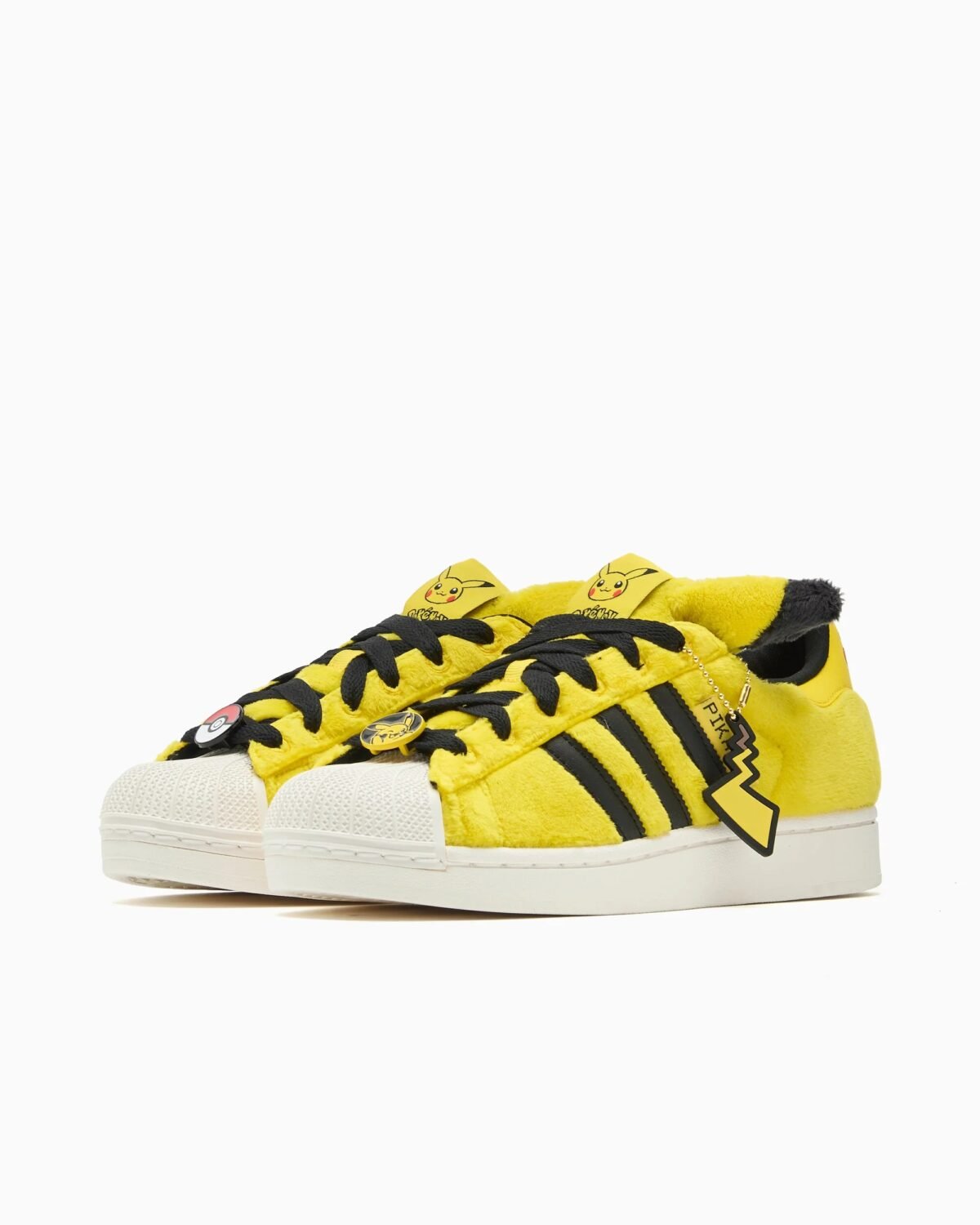 Pokémon x adidas Superstar 'Pikachu Yellow' featuring yellow upper with core black heel and accents, style code KI2858 - detail view 1