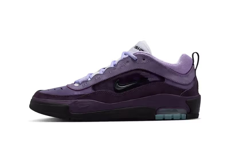 Nike SB Air Max Ishod Grand Purple colorway featuring layered tonal purple palette with black accents - detail view 3