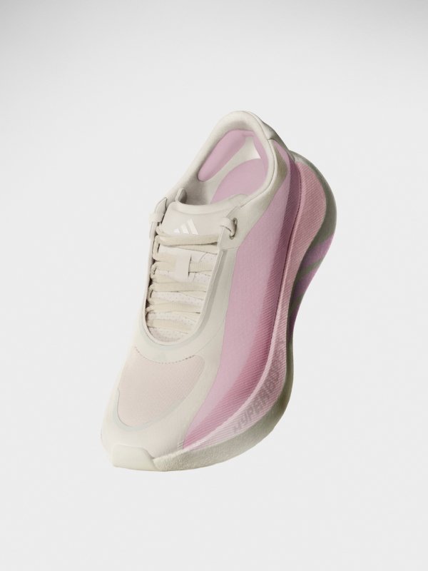 adidas Hyperboost Edge running shoe in neutral colorway showing cushioned midsole and minimalist upper design - detail view 3