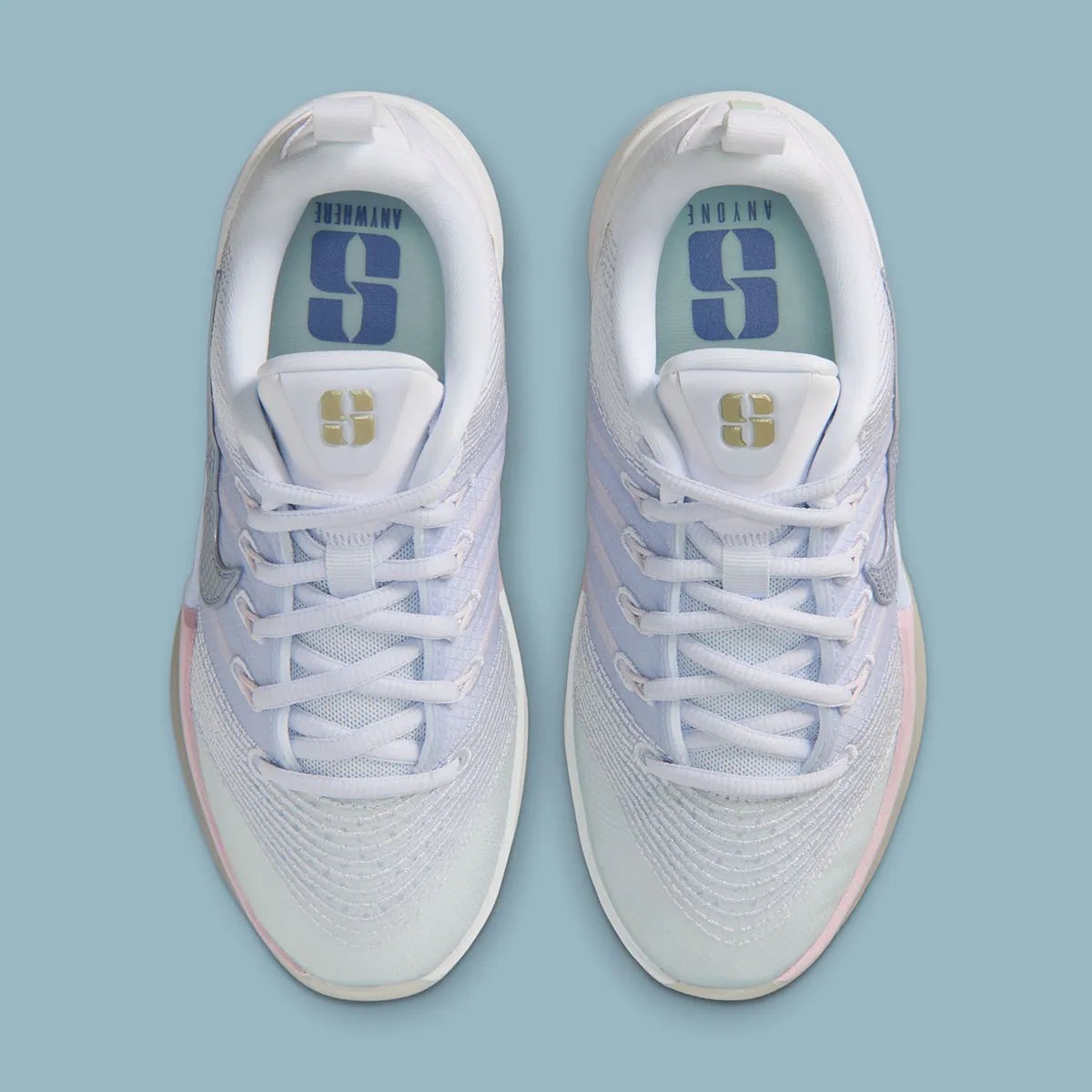 Nike Sabrina 3 in Football Grey colorway showing pastel design details and lateral side profile - detail view 3