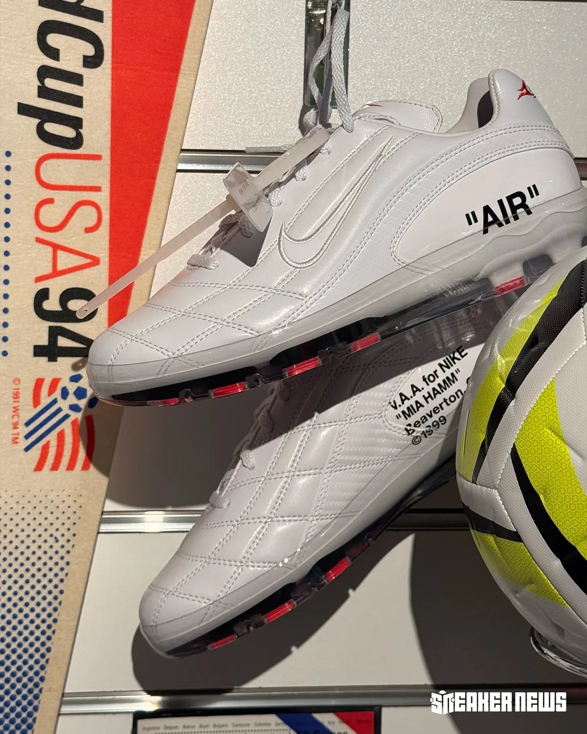 Nike World Cup pop-up storefront at 47 Chrystie Street in Manhattan's Chinatown neighborhood, featuring X2 football collections and Air Jordan Cryoshot preview access - detail view 2