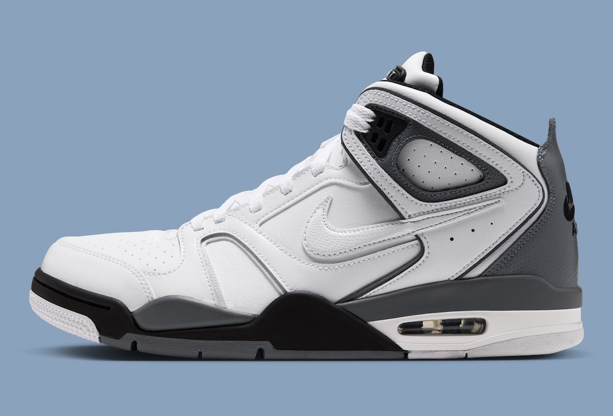 Nike Air Flight Falcon in Black/Metallic Silver and White/Cool Grey colorways, Holiday 2026 release - detail view 3