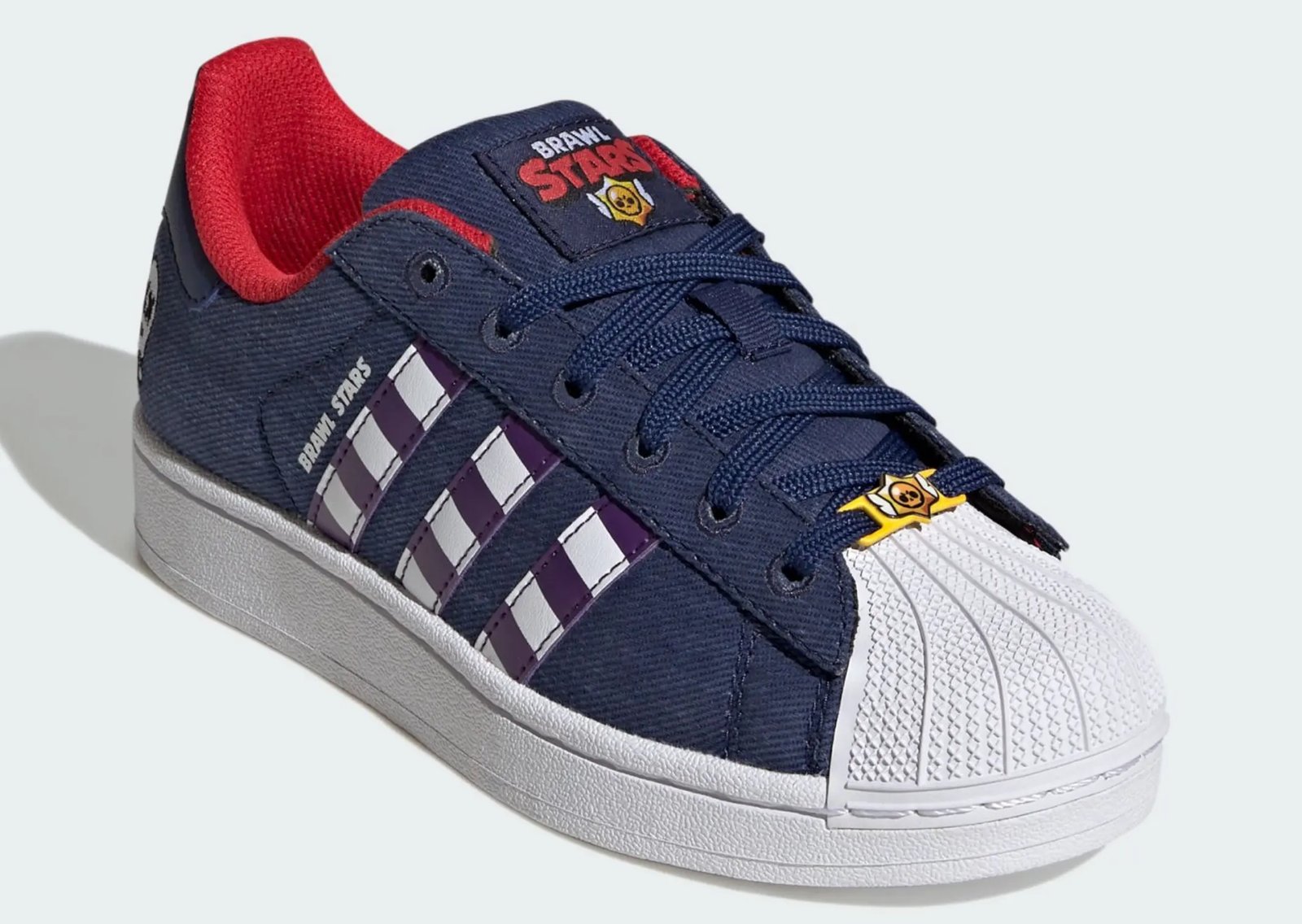 adidas x Brawl Stars Superstar and Samba OG collaboration in youth sizing, featuring game-inspired branding and colorways - detail view 4