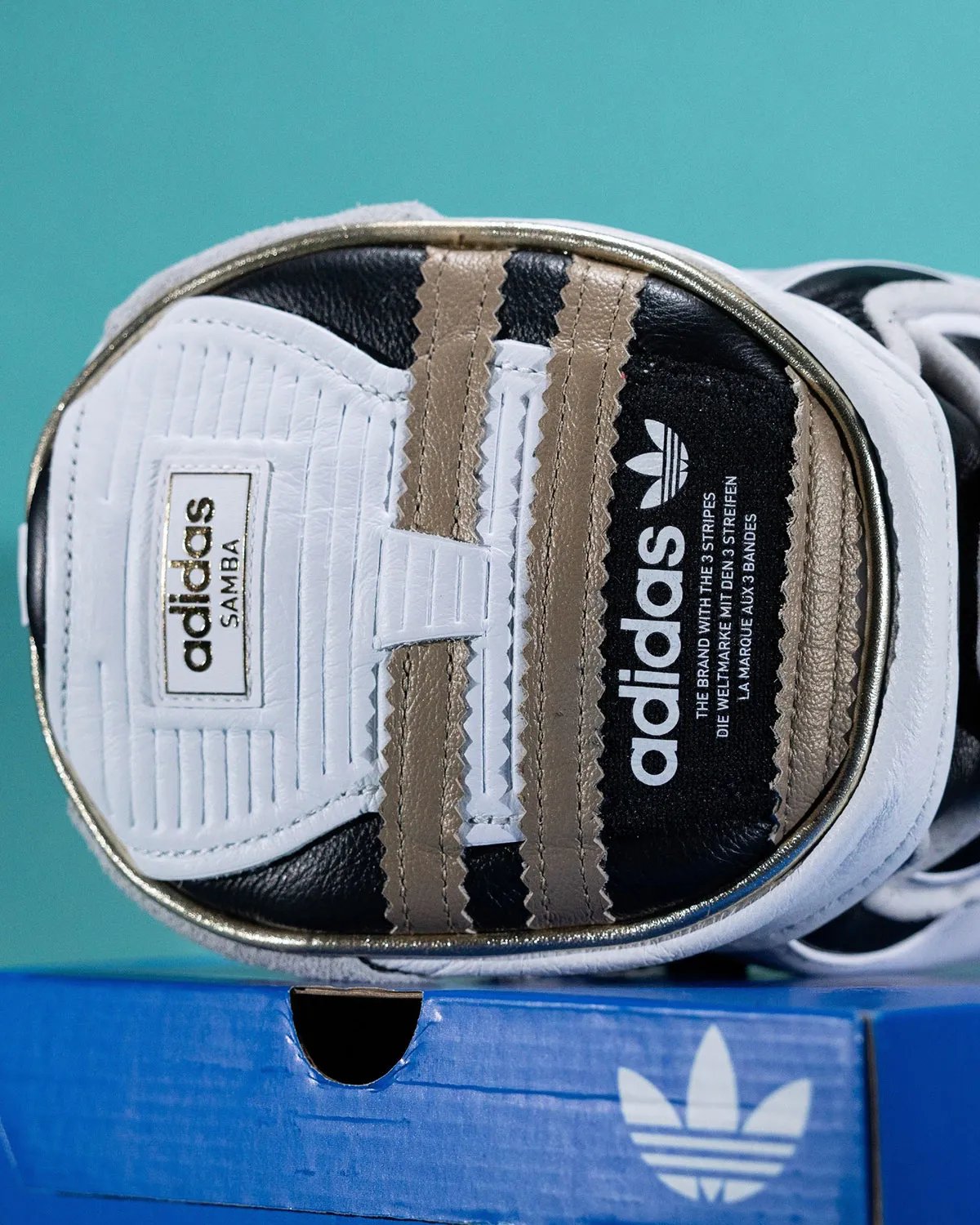 adidas Samba golf headcover by Dormie Workshop featuring gum rubber outsole labels and sneaker-inspired construction details - detail view 3