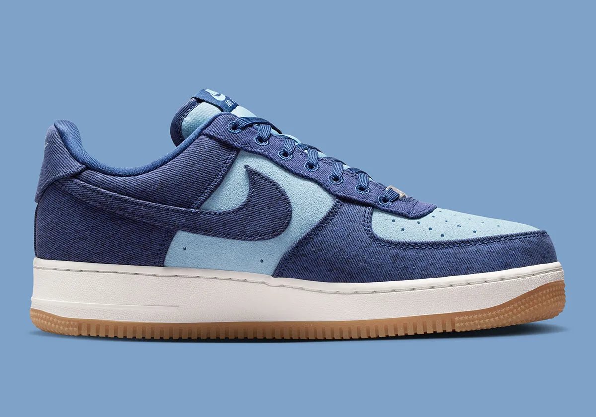 Levi's x Nike Air Force 1 Low in rigid indigo denim with reinforced stitching details - detail view 2