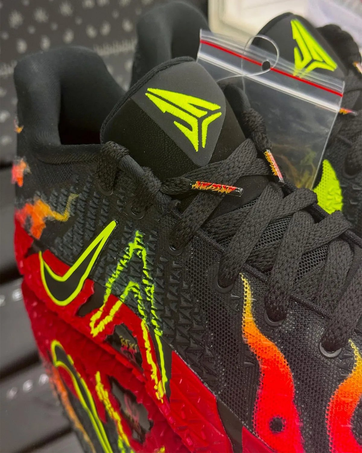 Nike Ja 3 WNBA player exclusive in bold colorway, side profile view showing extended collar and geometric sole structure - detail view 4
