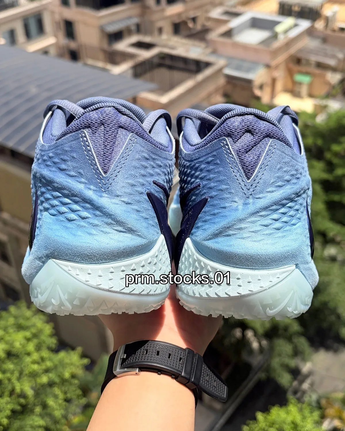 Nike Ja 4 "Jaws" in Diffused Blue, Blackened Blue, and University Red with shark teeth tongue detailing, inspired by classic film poster design - detail view 4