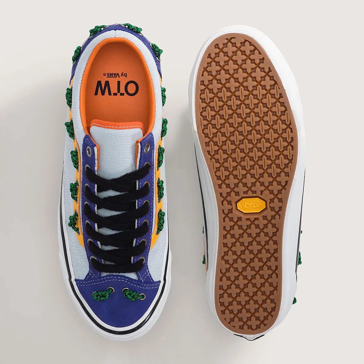 Vans Old Skool 36 Knot in tan and multi-color with woven rope detailing from heel to toe - detail view 3