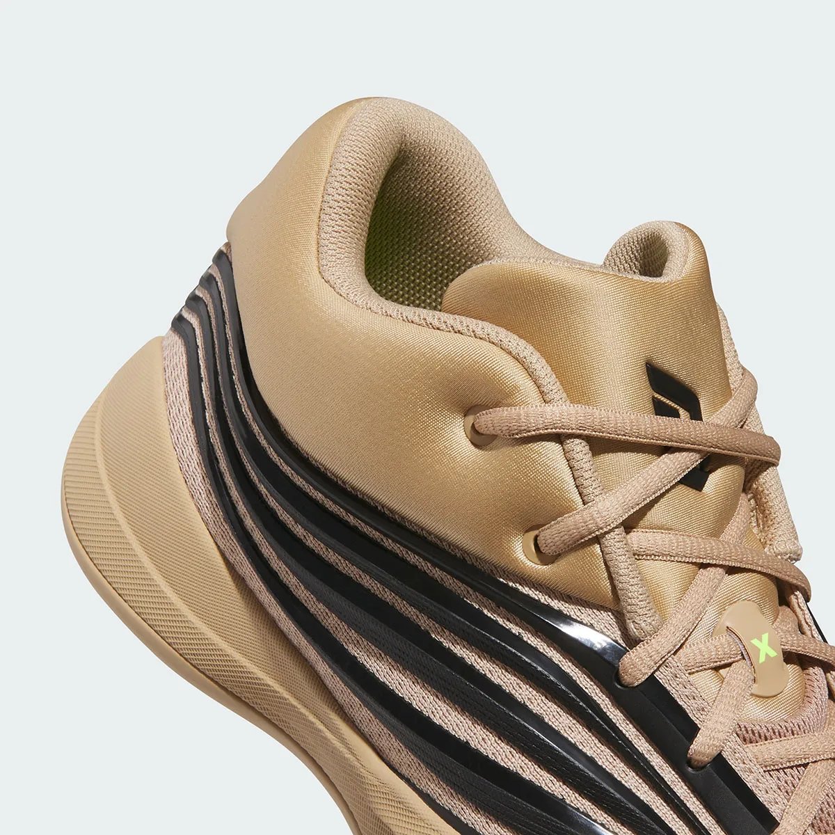 adidas Dame X Bay-eige colorway featuring warm, neutral tones and lateral stability design elements - detail view 4