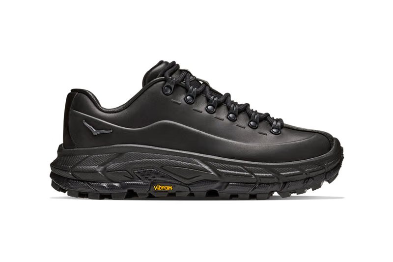 HOKA TOR SUMMIT LEATHER TP in all-black leather with Vibram Megagrip outsole, viewed from multiple angles - detail view 3