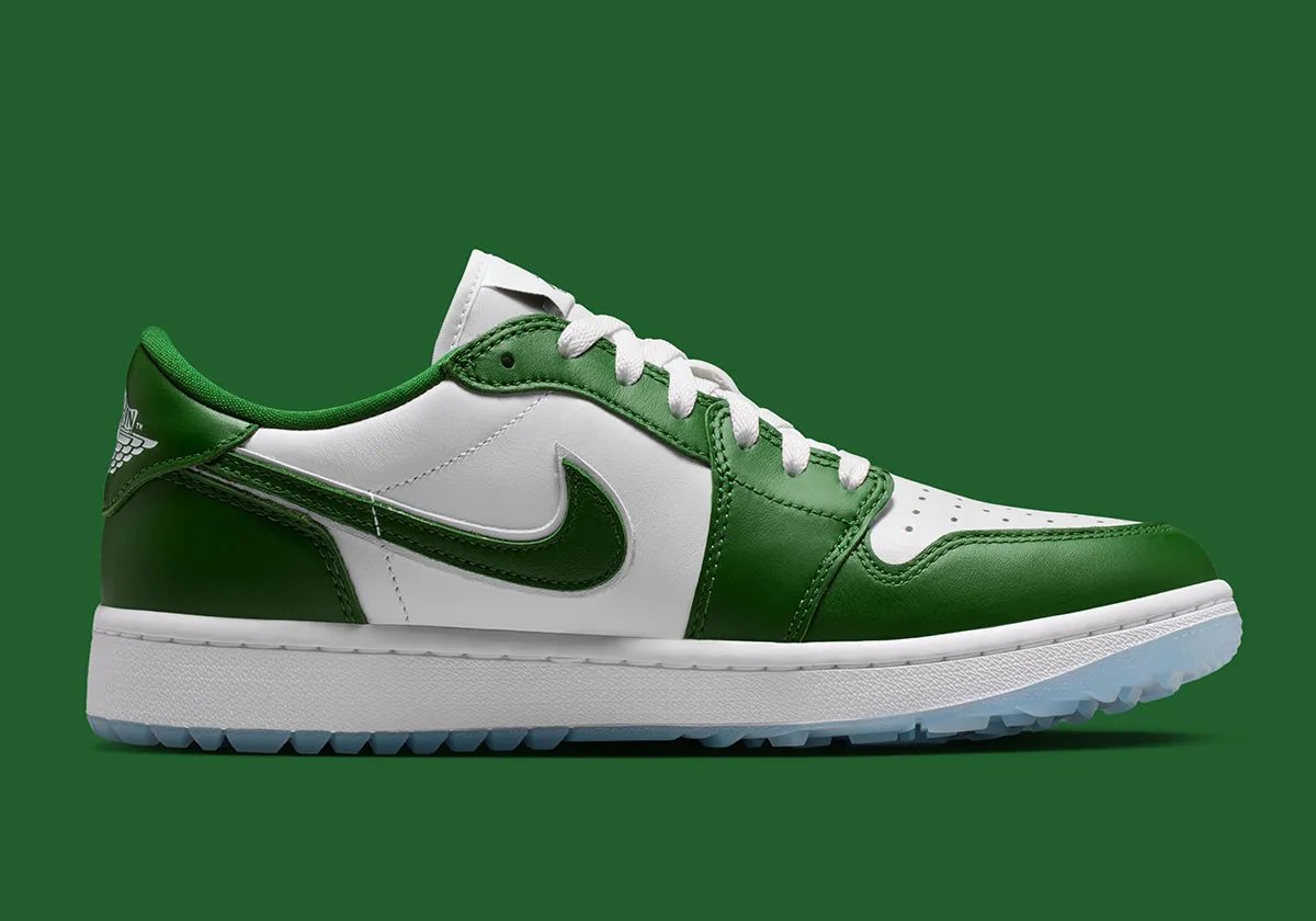 Air Jordan 1 Low Golf in Forest Green colorway, displaying full lateral silhouette with tonal leather upper - detail view 2