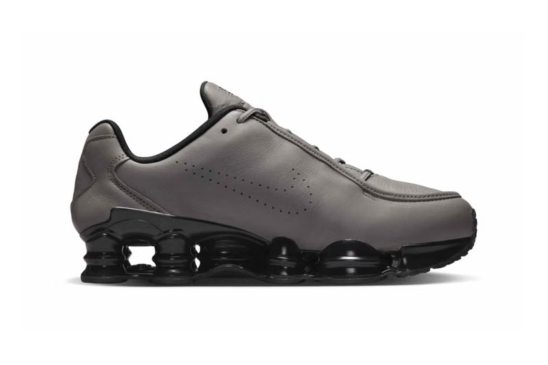 Nike Shox TL SE in Flat Pewter and black with full-grain leather upper and signature column cushioning technology - detail view 4